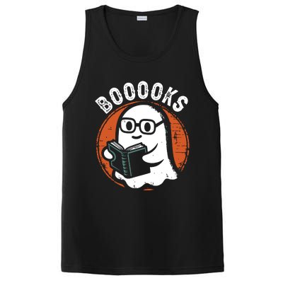 Cute Ghost Book Reading Books Lover Retro Halloween Teacher PosiCharge Competitor Tank