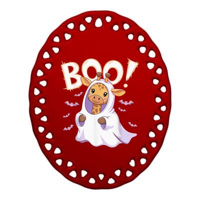 Cute Giraffe Boo Halloween Costume Zoo Lover Happy Halloween Ceramic Oval Ornament