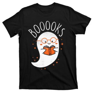 Cute Ghost Book Reading Halloween Teacher Top T-Shirt