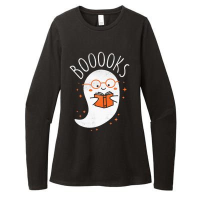 Cute Ghost Book Reading Halloween Teacher Top Womens CVC Long Sleeve Shirt