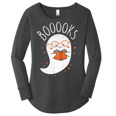 Cute Ghost Book Reading Halloween Teacher Top Women's Perfect Tri Tunic Long Sleeve Shirt