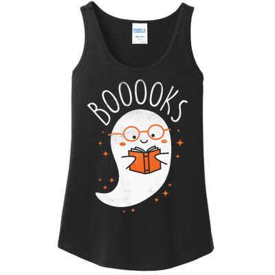 Cute Ghost Book Reading Halloween Teacher Top Ladies Essential Tank