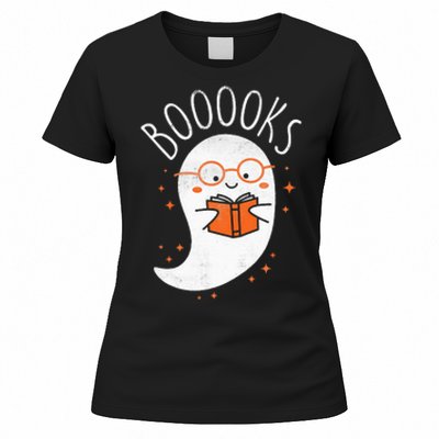 Cute Ghost Book Reading Halloween Teacher Top Women's T-Shirt