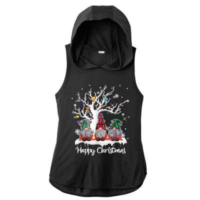 Cute Gnome Buffalo Plaid Christmas Tree Light Ugly Santa Hat Cute Gift Ladies PosiCharge Tri-Blend Wicking Draft Hoodie Tank