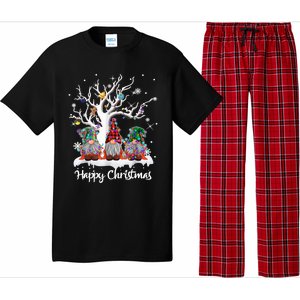 Cute Gnome Buffalo Plaid Christmas Tree Light Ugly Santa Hat Cute Gift Pajama Set