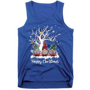 Cute Gnome Buffalo Plaid Christmas Tree Light Ugly Santa Hat Cute Gift Tank Top