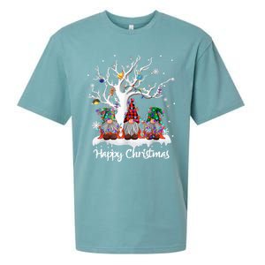 Cute Gnome Buffalo Plaid Christmas Tree Light Ugly Santa Hat Cute Gift Sueded Cloud Jersey T-Shirt