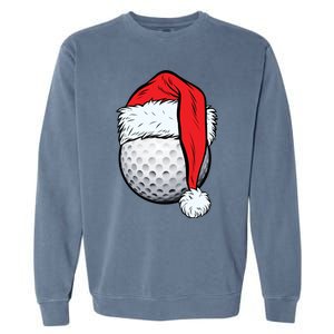 Christmas Golf Ball Santa Hat Xmas Golfing Sports Gift Garment-Dyed Sweatshirt