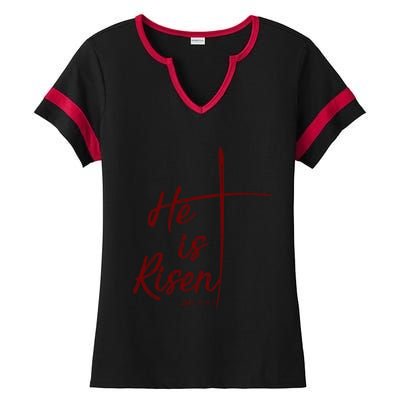 Christian Gift Bible Verse Inspirational Gift He Is Risen Cool Gift Ladies Halftime Notch Neck Tee