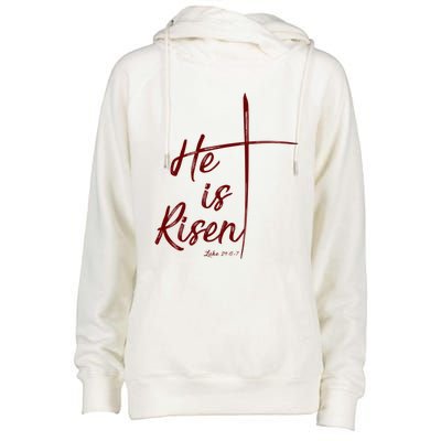 Christian Gift Bible Verse Inspirational Gift He Is Risen Cool Gift Womens Funnel Neck Pullover Hood