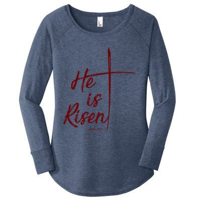 Christian Gift Bible Verse Inspirational Gift He Is Risen Cool Gift Women's Perfect Tri Tunic Long Sleeve Shirt