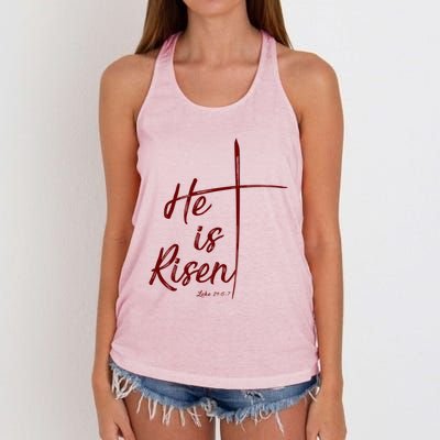 Christian Gift Bible Verse Inspirational Gift He Is Risen Cool Gift Women's Knotted Racerback Tank