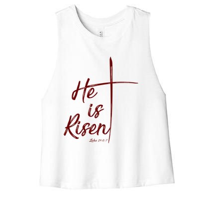 Christian Gift Bible Verse Inspirational Gift He Is Risen Cool Gift Women's Racerback Cropped Tank