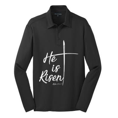 Christian Gift Bible Verse Inspirational Gift He Is Risen Cool Gift Silk Touch Performance Long Sleeve Polo