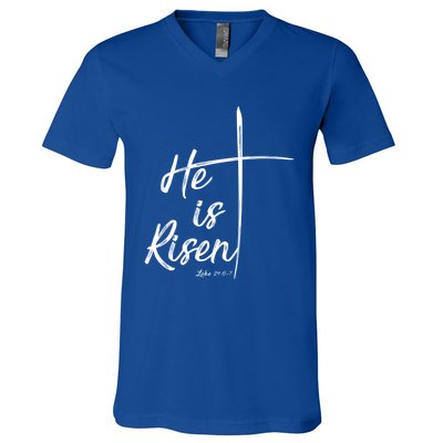 Christian Gift Bible Verse Inspirational Gift He Is Risen Cool Gift V-Neck T-Shirt