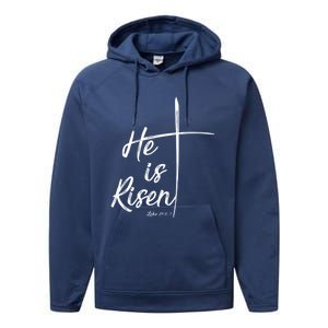 Christian Gift Bible Verse Inspirational Gift He Is Risen Cool Gift Performance Fleece Hoodie