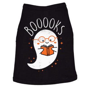 Cute Ghost Book Reading Halloween Teacher Top Doggie Tank