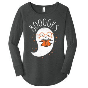 Cute Ghost Book Reading Halloween Teacher Top Women's Perfect Tri Tunic Long Sleeve Shirt