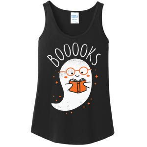 Cute Ghost Book Reading Halloween Teacher Top Ladies Essential Tank