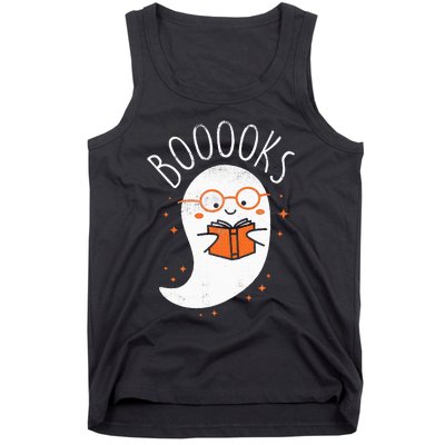 Cute Ghost Book Reading Halloween Teacher Top Tank Top