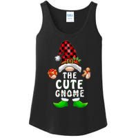 Cute Gnome Buffalo Plaid Matching Family Christmas Pajama Ladies Essential Tank