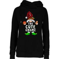 Cute Gnome Buffalo Plaid Matching Family Christmas Pajama Womens Funnel Neck Pullover Hood