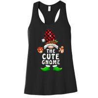 Cute Gnome Buffalo Plaid Matching Family Christmas Pajama Women's Racerback Tank