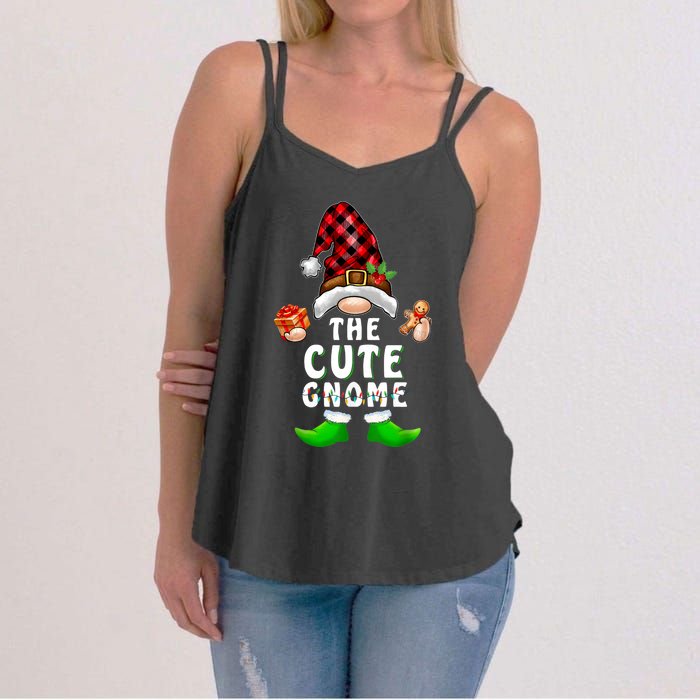 Cute Gnome Buffalo Plaid Matching Family Christmas Pajama Women's Strappy Tank