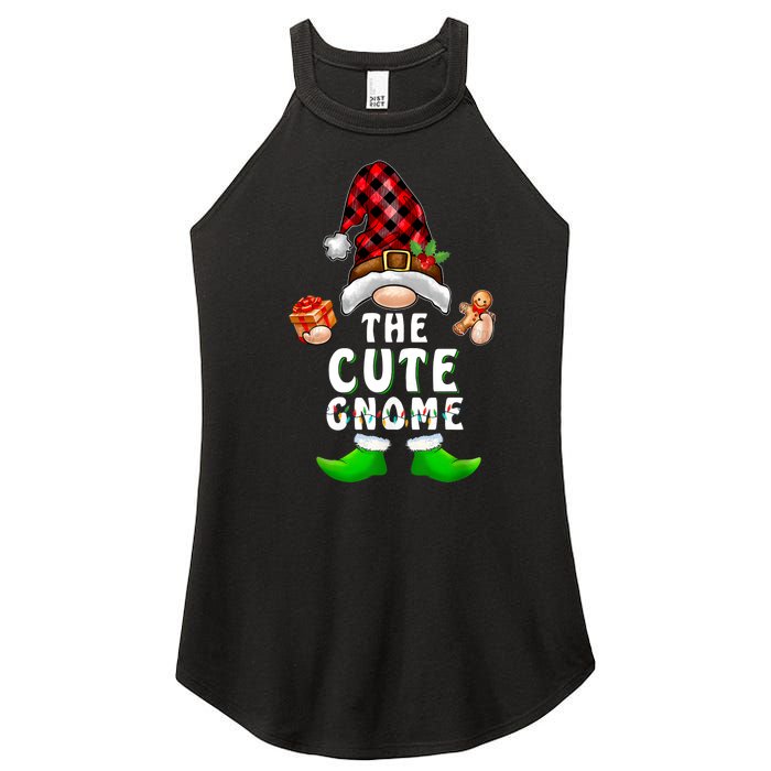 Cute Gnome Buffalo Plaid Matching Family Christmas Pajama Women's Perfect Tri Rocker Tank