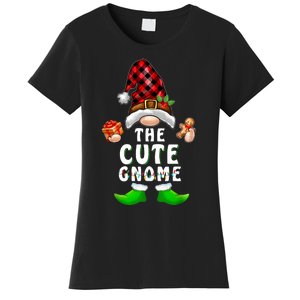 Cute Gnome Buffalo Plaid Matching Family Christmas Pajama Women's T-Shirt