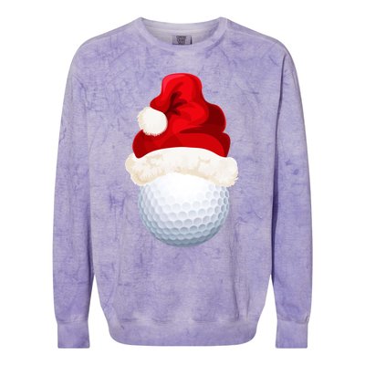 Christmas Golf Ball Santa Hat Funny Xmas Game Sport Funny Gift Colorblast Crewneck Sweatshirt