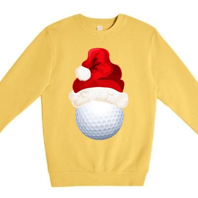 Christmas Golf Ball Santa Hat Funny Xmas Game Sport Funny Gift Premium Crewneck Sweatshirt