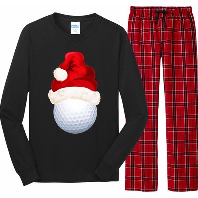 Christmas Golf Ball Santa Hat Funny Xmas Game Sport Funny Gift Long Sleeve Pajama Set