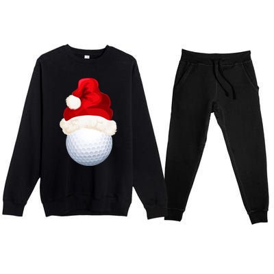 Christmas Golf Ball Santa Hat Funny Xmas Game Sport Funny Gift Premium Crewneck Sweatsuit Set