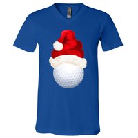 Christmas Golf Ball Santa Hat Funny Xmas Game Sport Funny Gift V-Neck T-Shirt