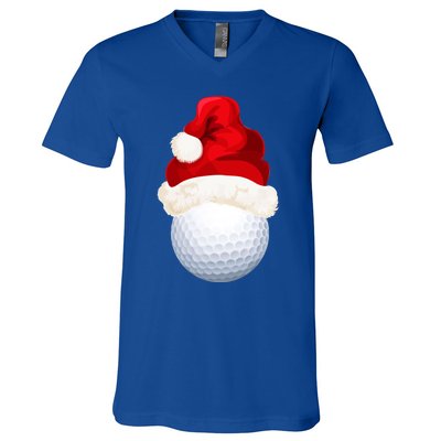 Christmas Golf Ball Santa Hat Funny Xmas Game Sport Funny Gift V-Neck T-Shirt