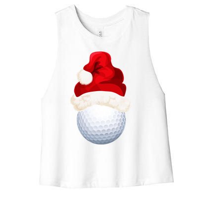 Christmas Golf Ball Santa Hat Funny Xmas Game Sport Funny Gift Women's Racerback Cropped Tank