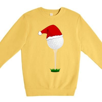 Christmas Golf Ball Santa Hat Cool Gift Premium Crewneck Sweatshirt