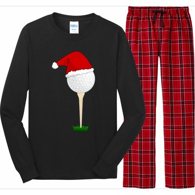 Christmas Golf Ball Santa Hat Cool Gift Long Sleeve Pajama Set