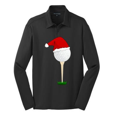 Christmas Golf Ball Santa Hat Cool Gift Silk Touch Performance Long Sleeve Polo