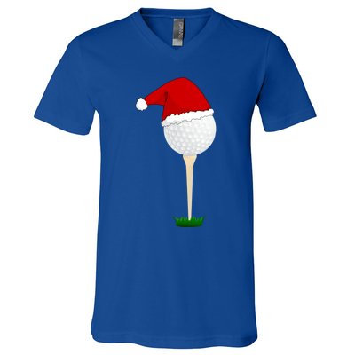 Christmas Golf Ball Santa Hat Cool Gift V-Neck T-Shirt