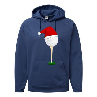 Christmas Golf Ball Santa Hat Cool Gift Performance Fleece Hoodie