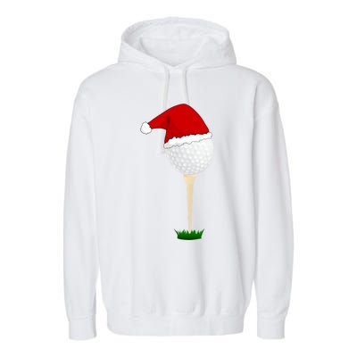 Christmas Golf Ball Santa Hat Cool Gift Garment-Dyed Fleece Hoodie