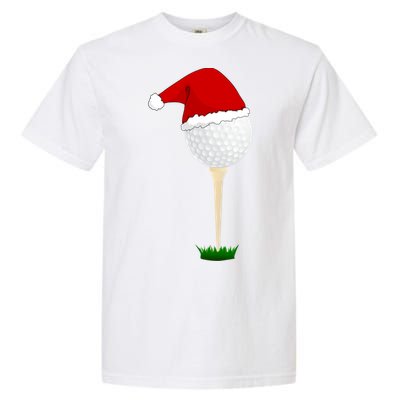 Christmas Golf Ball Santa Hat Cool Gift Garment-Dyed Heavyweight T-Shirt