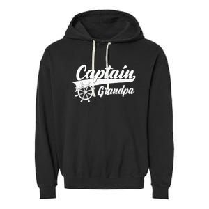 Captain Grandpa Boating Anchors & Wheel | Boat Captain Garment-Dyed Fleece Hoodie