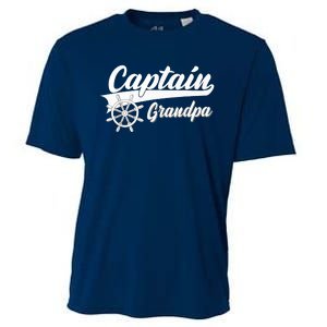 Captain Grandpa Boating Anchors & Wheel | Boat Captain Cooling Performance Crew T-Shirt