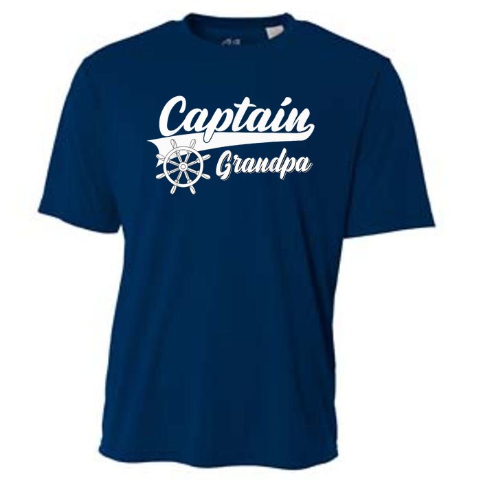 Captain Grandpa Boating Anchors & Wheel | Boat Captain Cooling Performance Crew T-Shirt