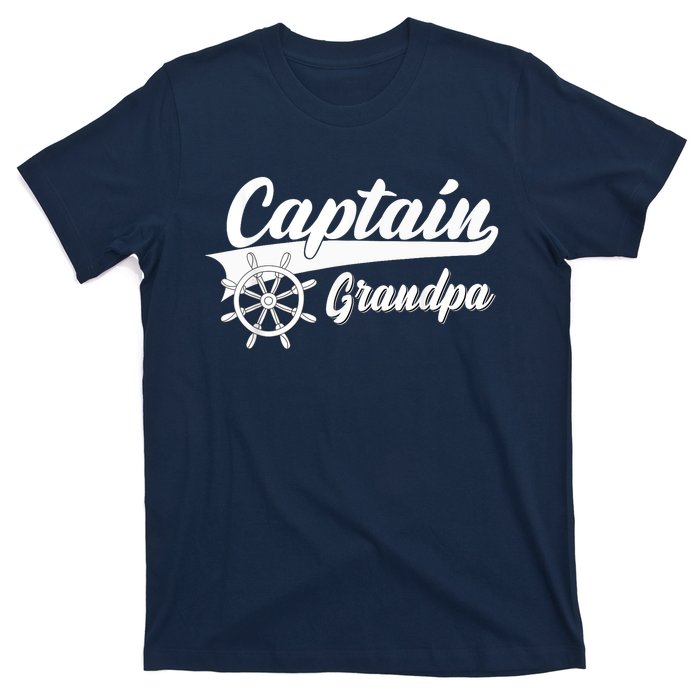 Captain Grandpa Boating Anchors & Wheel | Boat Captain T-Shirt