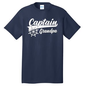 Captain Grandpa Boating Anchors & Wheel | Boat Captain Tall T-Shirt