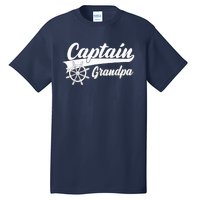 Captain Grandpa Boating Anchors & Wheel | Boat Captain Tall T-Shirt